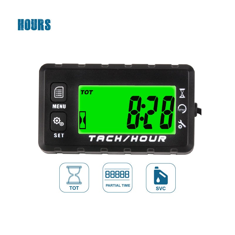 Runleader Digital Self Powered Hour Meter Tachometer,Maintenance Reminder,Alert RPM Reminder,User Shutdown,Waterproof,Use for ZTR Lawn Mower Generator Marine ATV Motor and Gas Powered Equipment - Image 2